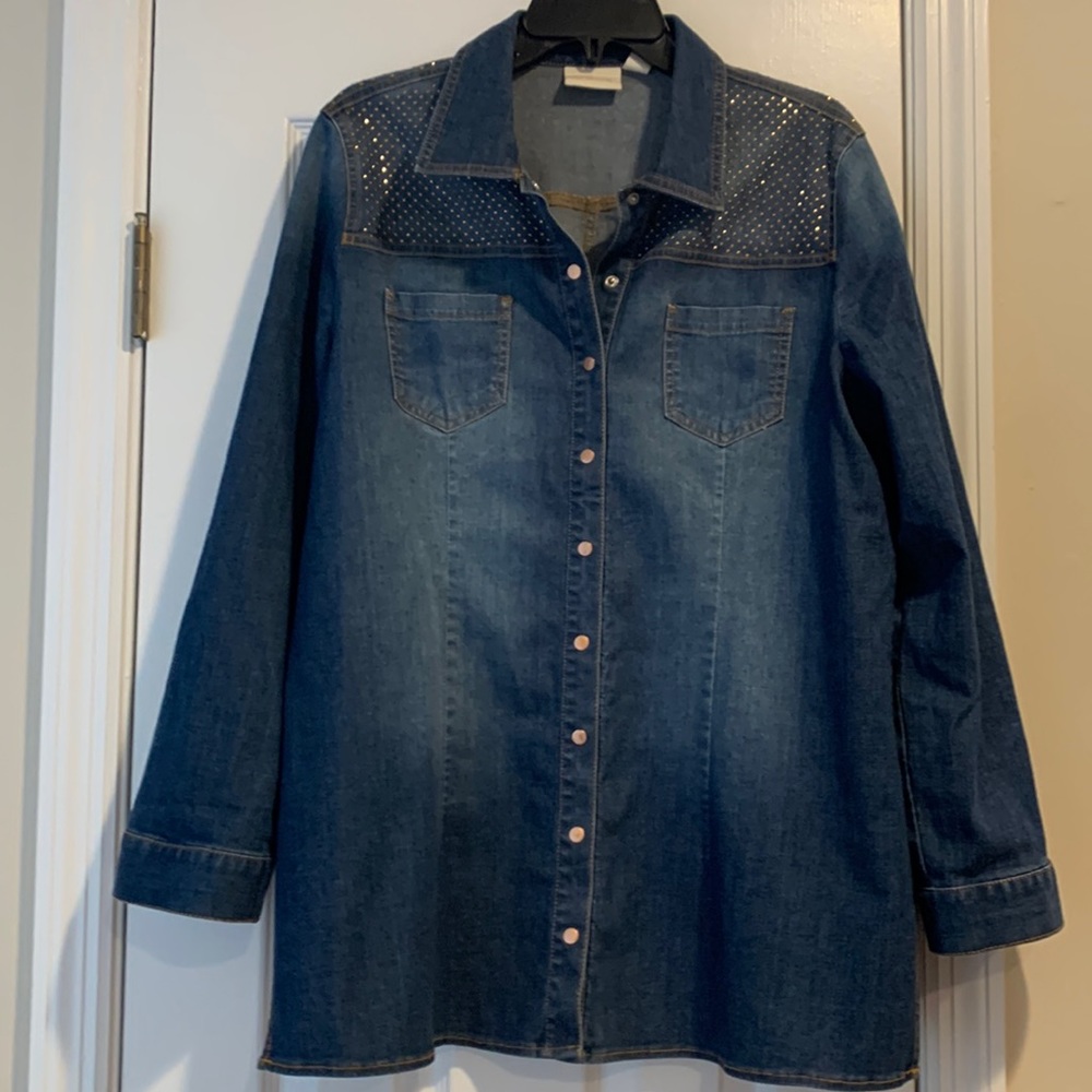 Chicos bedazzled shirt jacket.